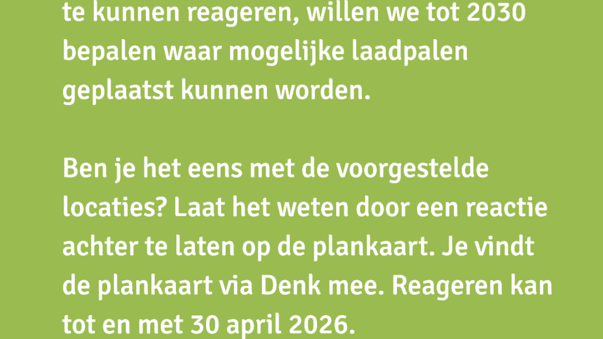 Denk mee over laadpalen